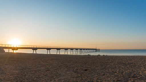 A breathtaking scene of Pont Del Petroli Badalona in Spain during golden hour