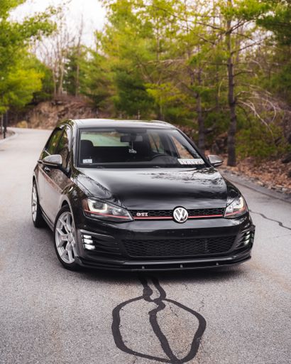 A vertical shot of a Volkswagen Golf GTI