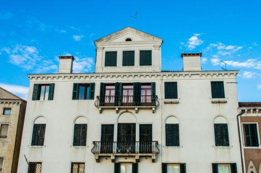 A low angle shot of the museum of the Bavarian Kings under a blue sky in Schwangau, Germany