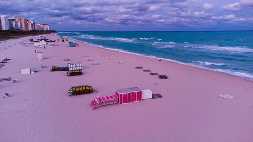 A long exposure of the Miami beach at golden hour, Florida, USA