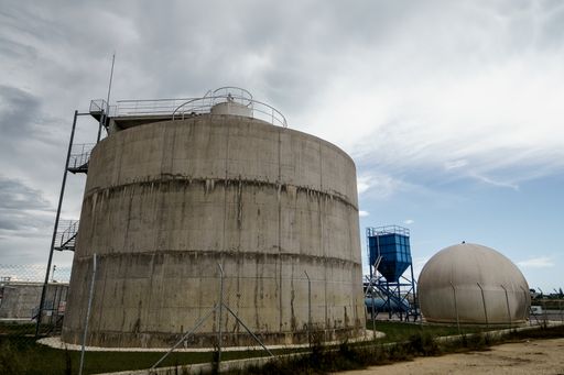 An old industrial oil tank at a factory