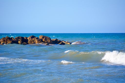 A beautiful view of the sea and the landscape in the beach of oliva, valencia, Spain