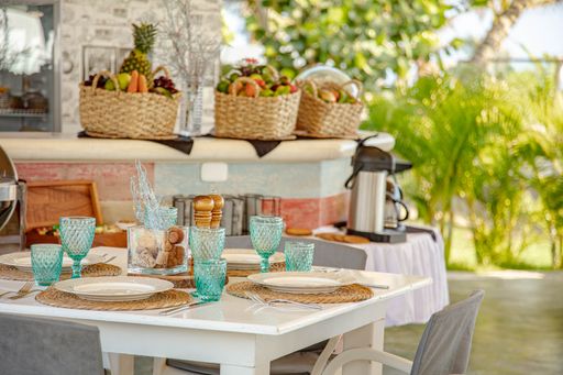 A beautiful dinner table setup outdoors