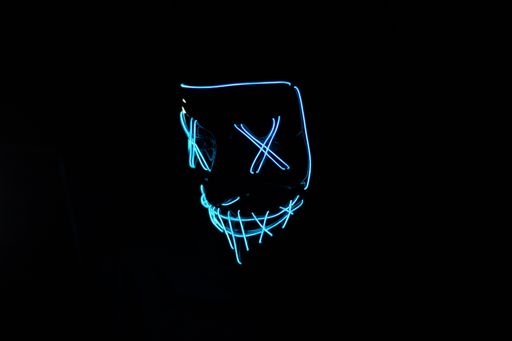 A man with blue led mask for partying