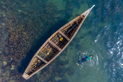 Aerial shot taken by Drone at atlantic ocean, Bureh beach