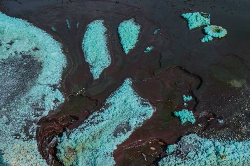 A top view of Copper sulphate at Rio Tinto mining park in Spain