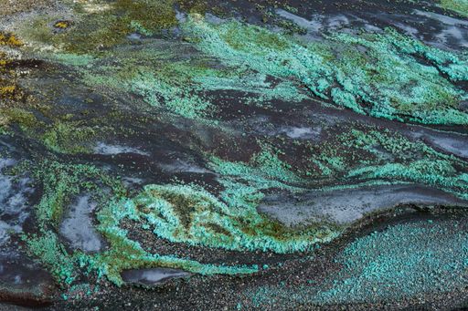 A high angle shot of copper sulphate at Rio Tinto mining park in Spain