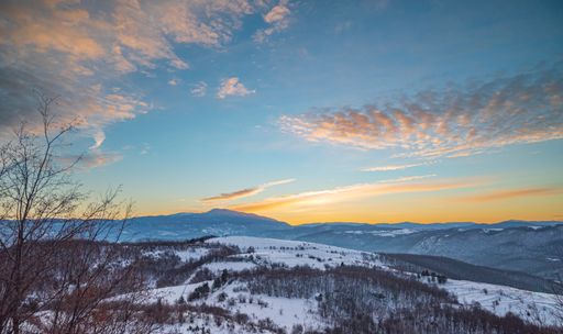 A beautiful shot of a landscape in winter under the cloudy skies