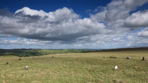The Y Pigwyn ancient stone circle on Trecastle Mountain, Wales, UK
