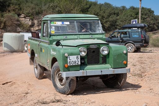 The Green Land Rover Santana Series pickup in the field