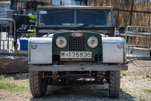 A close-up shot of the first generation Land Rover Santana in the field