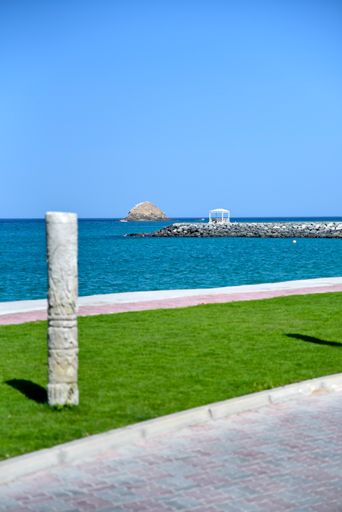 Radisson Blu Beach resort Dibba Al Fujairah United Arab Emirates March 21 2021 view of beach and sea (Gulf of Oman) at the beach resort hotel