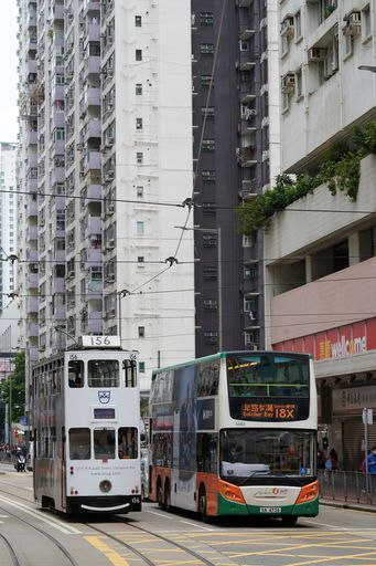 A vertical shot of the busy traffic in Hong Kong