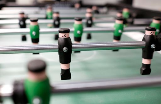 A selective focus shot of table soccer