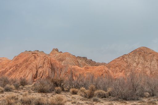 Rocky cliffs in the desert  on a sunny day in the west of China