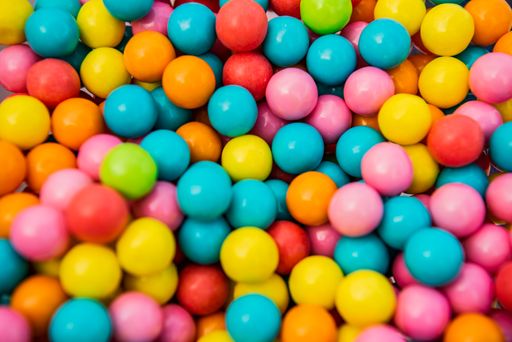 A closeup of colorful gumball candies background