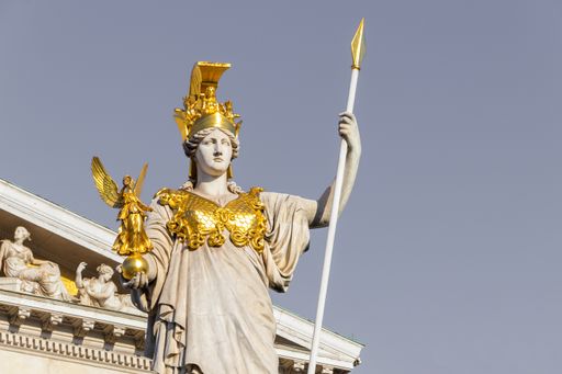 A statue of Pallas Athena near the Austrian parliament building in Vienna