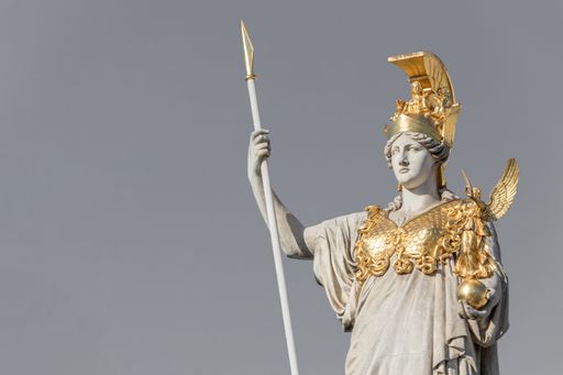 A statue of Pallas Athena near the Austrian parliament building in Vienna