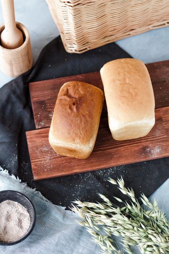 A freshly baked loaves of bread in the bread house