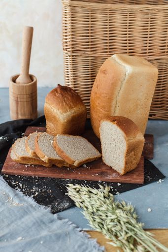 A freshly baked loaves of bread in the bread house