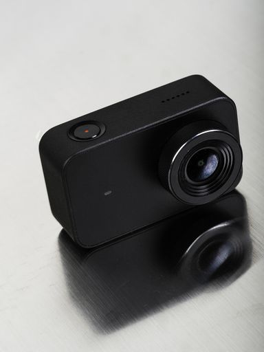 A closeup of a 4k stabilized action camera