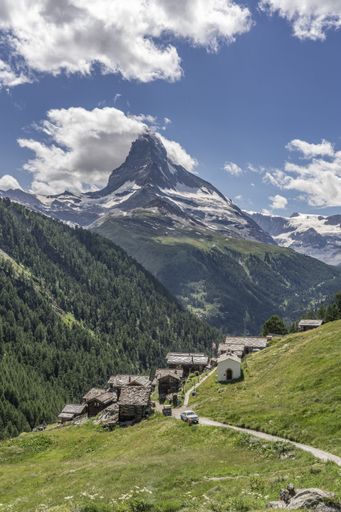 spectacular view on Matterhorn summit in Zermatt, Canton Valais, Swiss alps