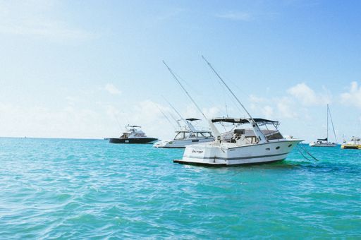 The boats on the ocean on a sunny day