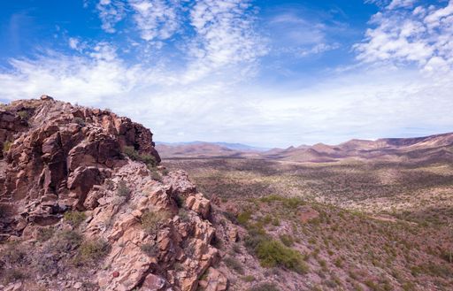 A scenery of the Tonto National Forest with Hohokam ruins, hillfort, petroglyphs in Arizona, the US