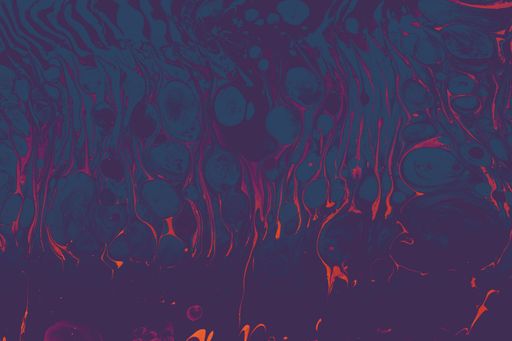 A closeup shot of an abstract painting made up of blue and orange colors