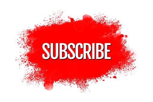 Subscribe button, graphic design element - text on red watercolor splash