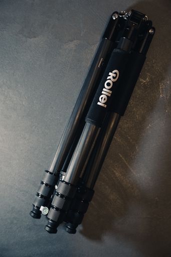 A closeup shot of Rollei c6i carbon tripod