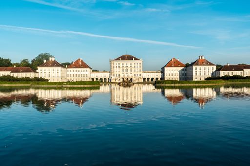 A beautiful shot of  Nymphenburg Palace in Munich under blue sky