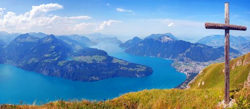 Lake Lucerne seen from Fronalpstock, near Stoos in the Swiss Alps