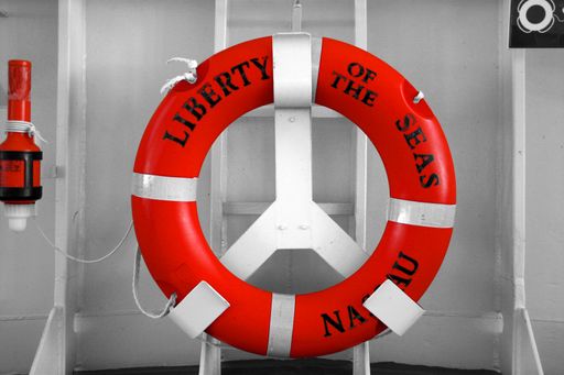 A closeup of the lifebuoy of the ship Liberty of the seas