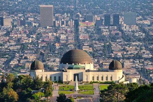 A selective focus shot of The Griffith Observatory in Los Angeles, USA captured during the daytime