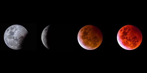 The different stages of the moon during the Blood Moon eclipse