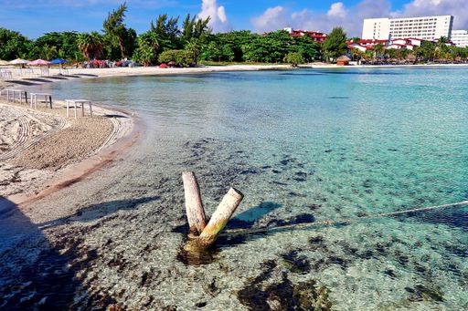 The hotel zone of Cancun, Mexico and the lobster beach