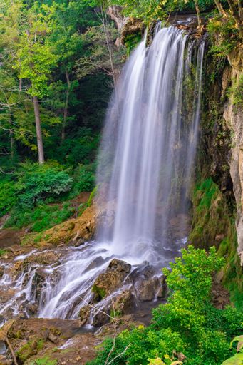 A vertical shot of Falling Spring Falls in Virginia