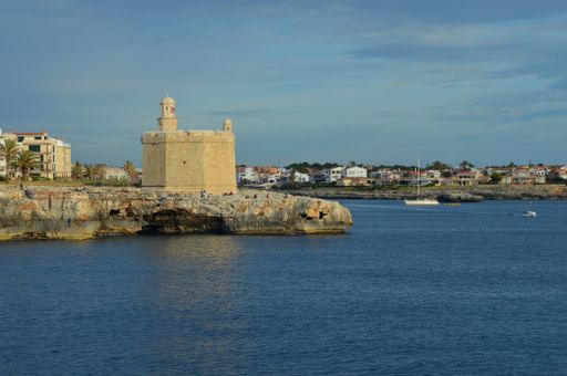 A beautiful view of Saint Nicolau castle at the entrance of the Ciutadella port, Spain