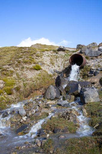 A scenic view of a water sewage tube at Trefil Quarry near dukes table in Wales, United Kingdom