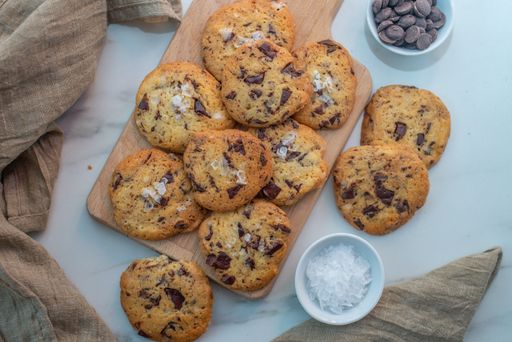 A top view of yummy chocolate chip cookies