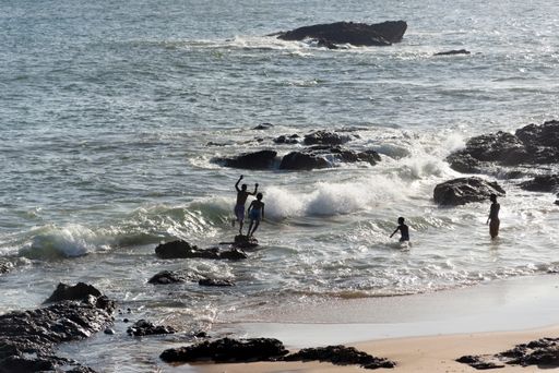 A beautiful shot of People having fun at Ondina beach in Salvador city, Bahia, Brazil