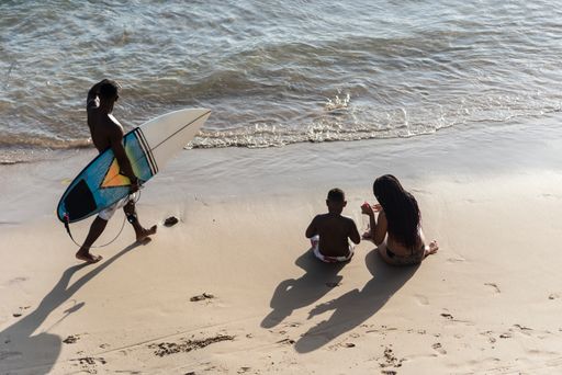 A beautiful shot of People having fun at Ondina beach in Salvador city, Bahia, Brazil