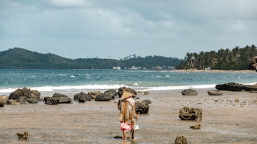 Taken in the Philippines. It shows how locals are
hunting food during low tides such as mussels, crabs, spider
shells, or even small fishes.