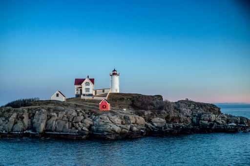 A beautiful view of the Nubble Lighthouse in York, Maine
