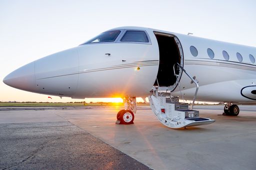 A g22 aircraft ready for passengers for private charter business flight in Denton airport, Texas, USA