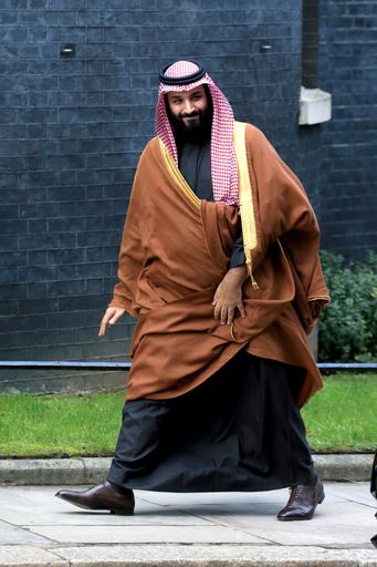 Saudi Crown Prince Mohammad bin Salman bin Abdulaziz Al Saud visits 10 Downing Street in London, UK.
