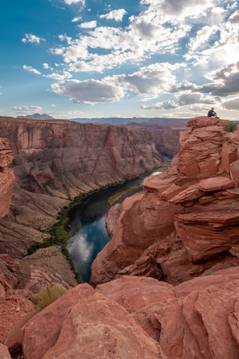 A beautiful view of a canyon with a river in the middle