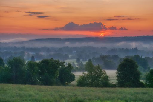 The beautiful scenery of the sunrise in the countryside of Northwest Pennsylvania - perfect natural background or wallpaper