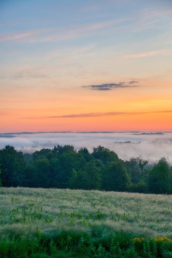 The beautiful scenery of the sunrise in the countryside of Northwest Pennsylvania - perfect natural background or wallpaper